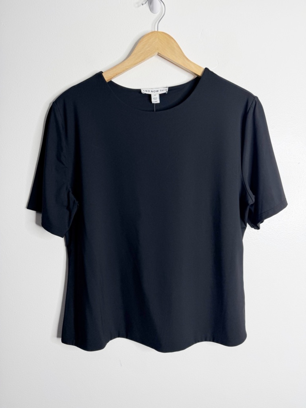 NWT And Now This Black Short Sleeves Top Double Layer 2X Minimalist Layering